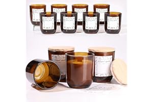 LETINE 12PCS 8oz Amber Glass Candle Jars with Lids - Premium Candle Making Kit, Airtight Candle Vessels with Lids for Crafts, Storage & Gifts, Ideal for Wedding Favors, DIY Candle Business & Home Use