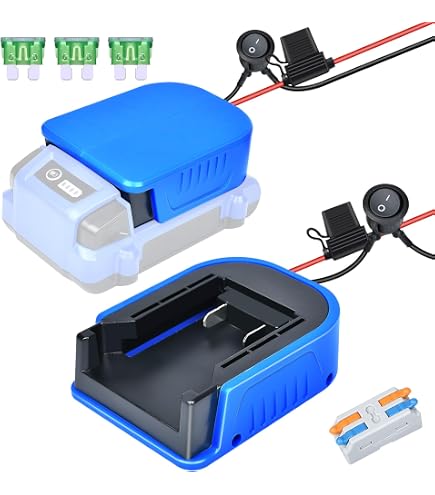 Battery Adapter For Bosch 18V Li-Ion – With 40A Fuse, Wire Harness, Compatible With Peg-Perego 12V Kids Ride-On Toys, Blue