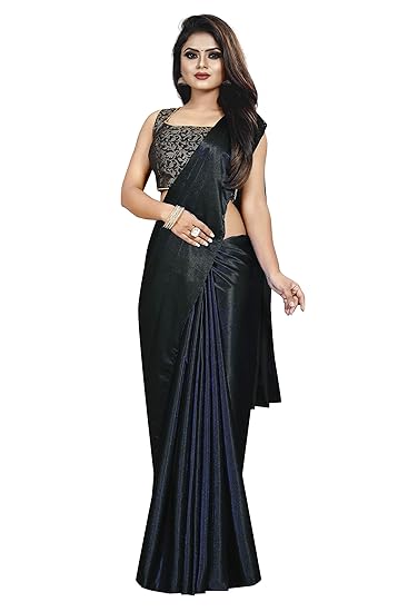 Market Magic World Womens Satin Silk Saree With Blouse Piece