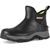 Showave Short Rubber Boots for Men Waterproof Rain Boots Hunting Shoes | Breathable Hunting Booties Insulated Mud Boots, Non-Slip, Durable Slip-On Garden Boots for Farm Yard Chore Fishing