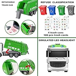 CALEST 2.4Ghz RC Garbage Truck with 4 Trash Cans, 6