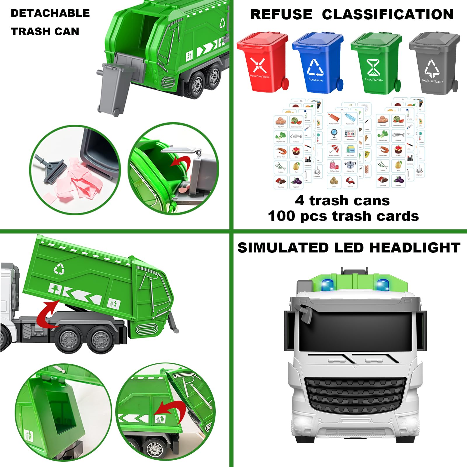 Remote Control Garbage Mua 2.4Ghz Remote Control Garbage Truck Toys,1/24 RC Garbage Truck with ...