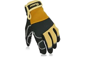 GLOSAV Thin Work Gloves for Men Women, Synthetic Leather Working Gloves for Construction Outdoor, Firm Grip, Touch Screen