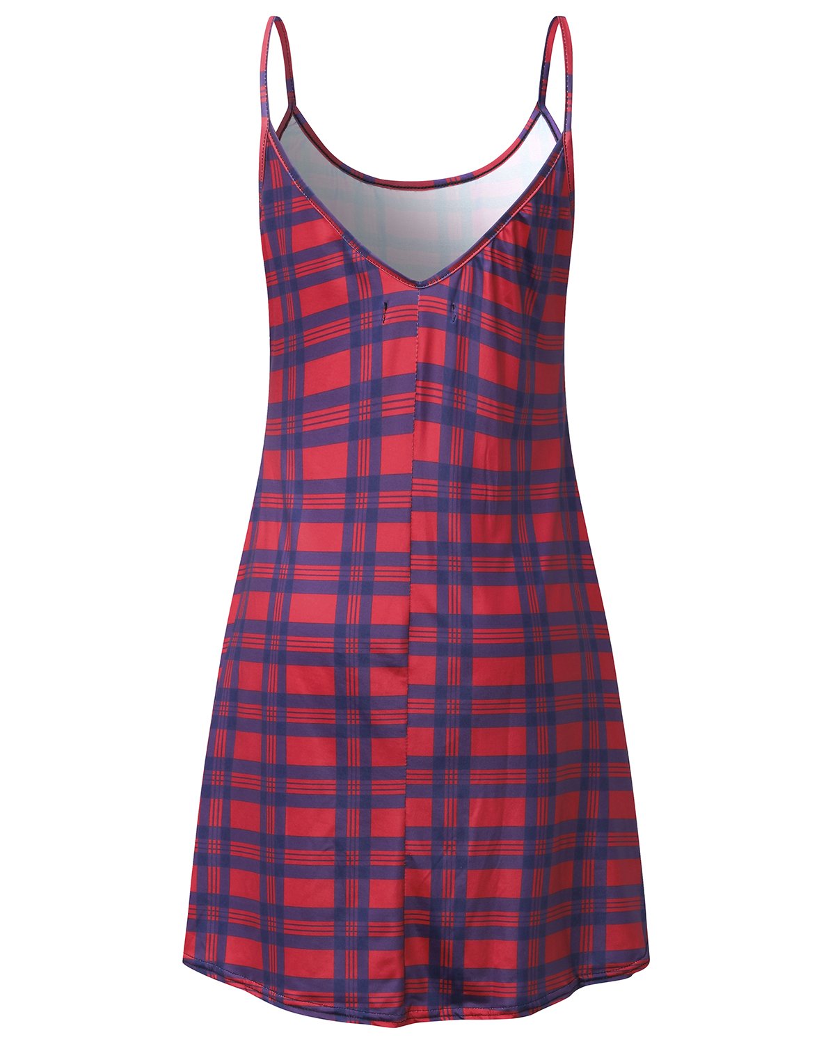 Auxo Women's Sleeveless Cover Up Casual Sun Dress Summer Beach Tank Cami Dress Red grid S