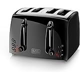 BLACK+DECKER 4-Slice Toaster, Extra-Wide, Black, TR1410BD,10.91x11.54x7.71