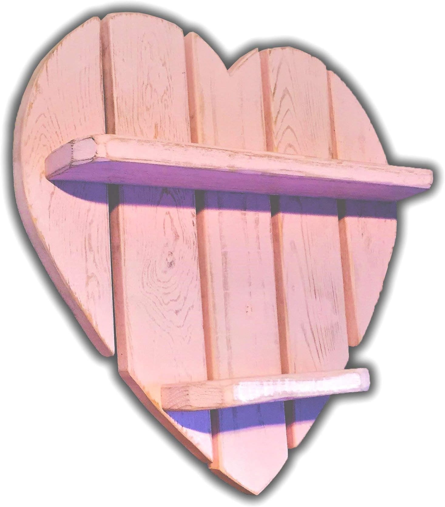 Pink or White, Shabby Chic Heart, Wall Mounted, Wood Pallet Shelf