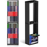 Nargos Video Game Storage Stand Tower for PS5/PS4/PS3/Xbox Series S &amp; X/Xbox One, Universal Game Disc Holder Vertical Blu Ray Case Organizer, Black