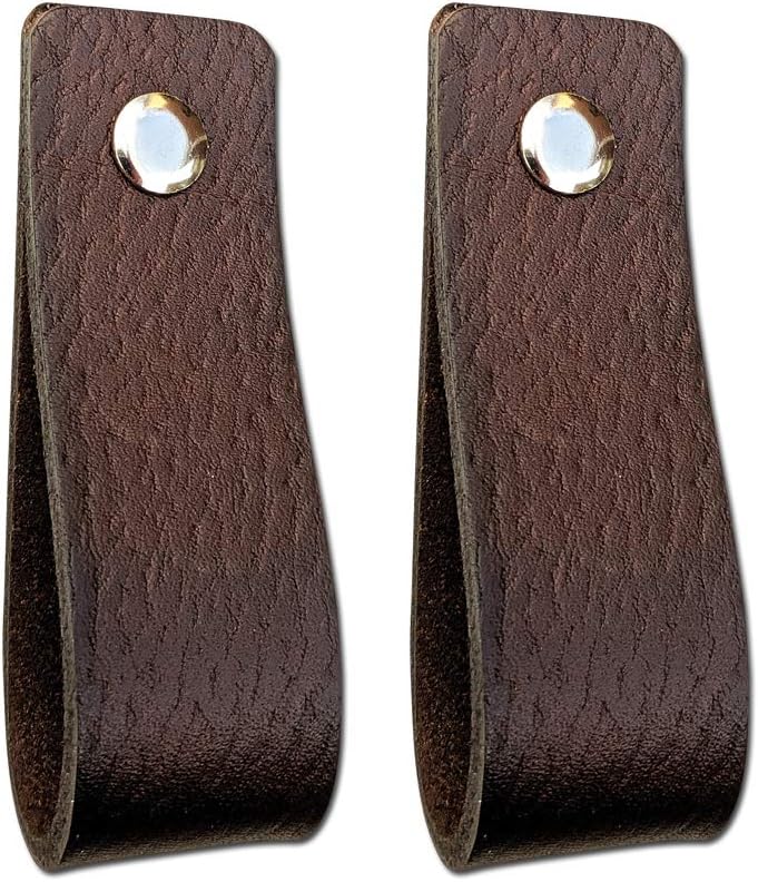 Brute Strength, Leather Handles for Furniture, Brown, 2 pcs, 16,5 x 2,5 cm, Cabinet Handle, Door Handle for Kitchen Bathroom