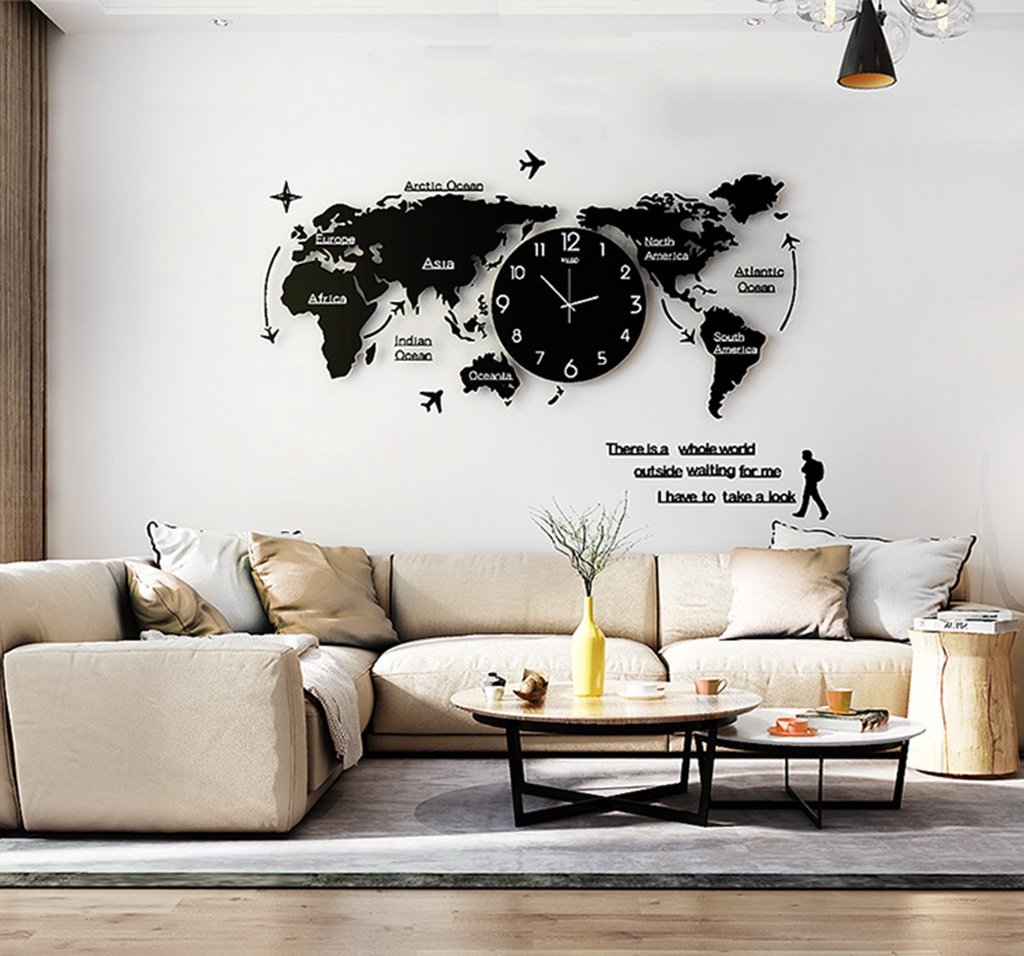 宅送 デコレーションウォールクロック ホーム 世界地図モデリングウォッチ リビングルームベッドルームレストランバーコーヒーショップ クリエイティブウォールクロックラージ 74 1cm 色 B 74 34cm B07f41mxgx B 74 34cm B 74 34cm Hermescolleges Ca