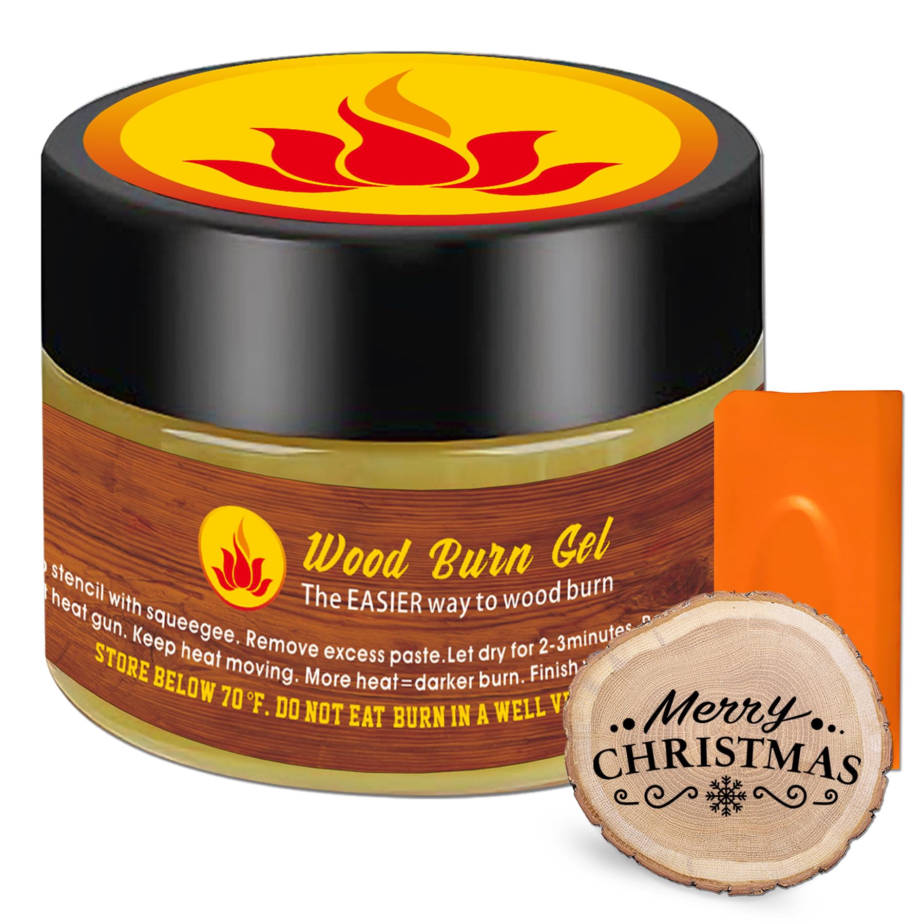 1DFAUL Wooden Burning Paste, 4 OZ Wood Burn Gel with Silicone Squeegee for Crafting, Drawing and DIY Arts, Create Beautiful Art in Minutes, Personalize Your Craft