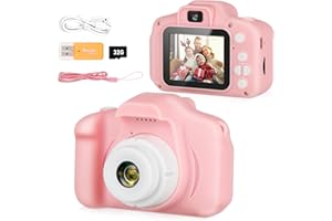 MOREMORE Kids Camera for Girls, Christmas Birthday Gifts for Boys/Girls, HD Digital Video Camera for 3 4 5 6 7 8 9 Year Old Kids with 32GB SD Card