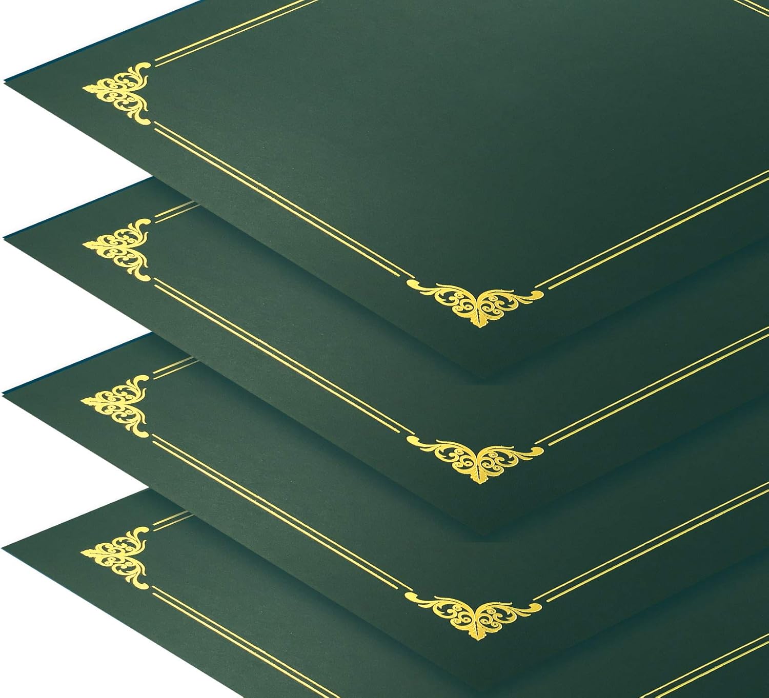 25 Pack Green Certificate Holders, Diploma Holders, Document Covers with Gold Foil Border, by Better Office Products, for Letter Size Paper, 25 Count, Hunter Green : Office Products