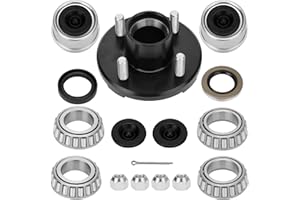 shliyitx 1 Sets Trailer Hub Kit 4 Bolt 4, Trailer Axle Kit for 2000 lb 4 Lug Trailer Hub Fits 1" and 1-1/16" Spindle, Trailer Hub Kit with Extra Dust Cap and Rubber Plug