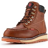SUREWAY 6” Mens Heavy Duty Steel/Composite/Soft Toe Work Boots for Men,Comfortable & Durable,Goodyear Welt,Full Grain Leather,Oil/Slip Resistant,Wedge Moc Toe Industrial Construction Boots/Shoes