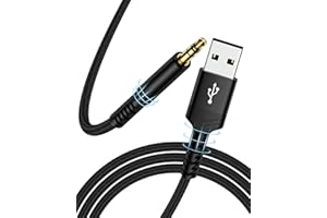 USB to 3.5mm Audio Cable 3FT, Braided USB-A to Aux Male to Male TRS Stereo Adapter Cord, USB 2.0 to 1/8” Jack Adaptor Auxilia