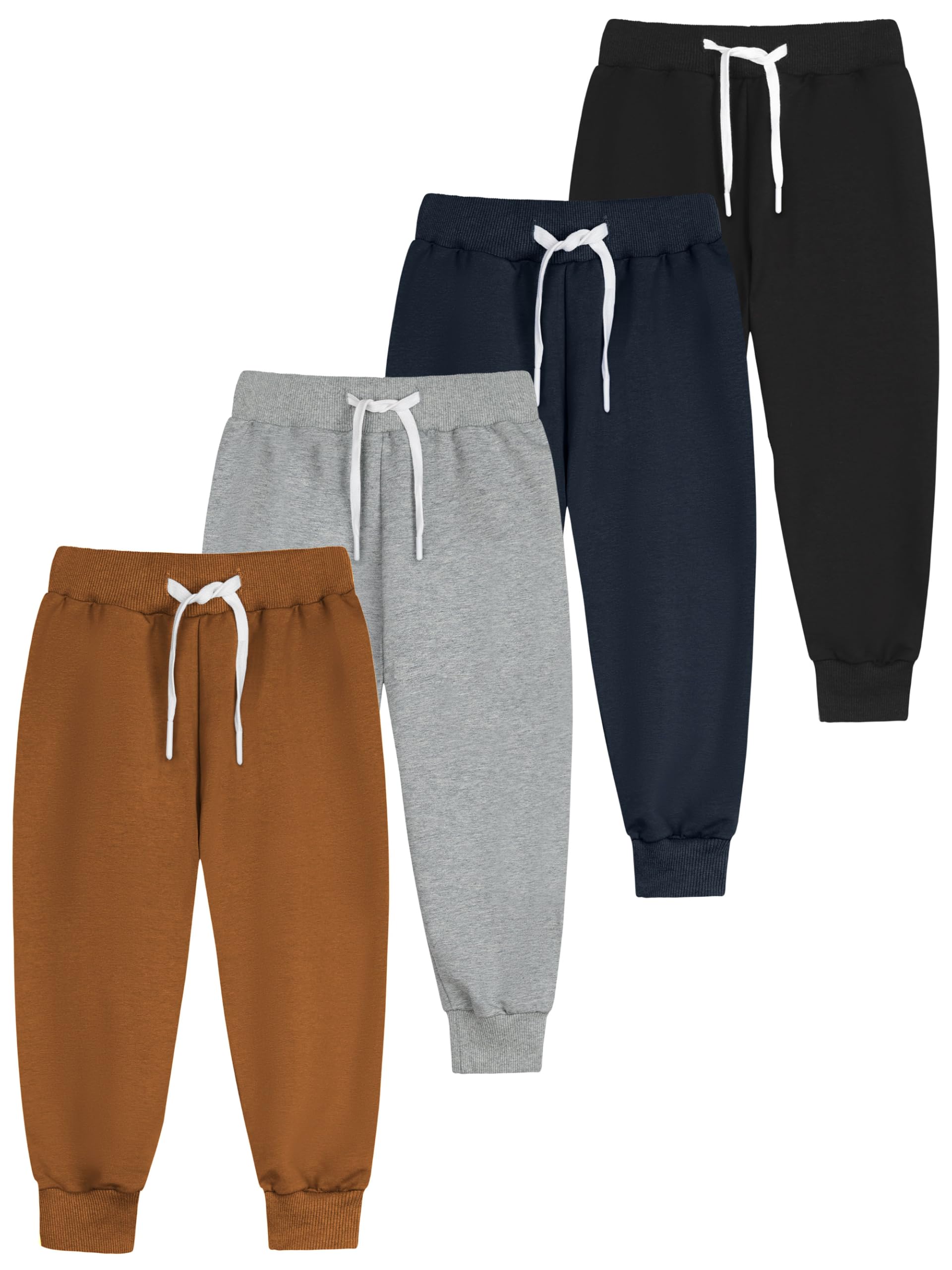 Resinta 4 Pack Toddler and Boys Joggers Sweatpants Cotton Kids Active Pants with Drawstring Casual Athletic Clothes Image