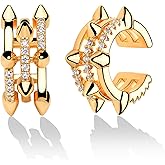 VALLOEY ROVER 14K Gold Plated Wide Cuff Earring Clip On Cartilage Earrings Huggie Ear Cuff Gold Earrings for Women
