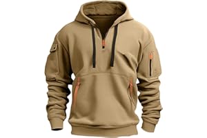 MGWTFZDL Men's Hoodies Sweatshirt Quarter Zip Tactical Hoodie with Zipper Arm Pocket Big and Tall Outfits 5XL