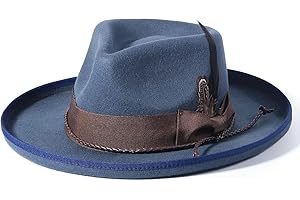 YESCRIBIR Vintage Mens Fedora Firm Wool Women Felt Panama Hat Classic Rancher Hats Wide Brim