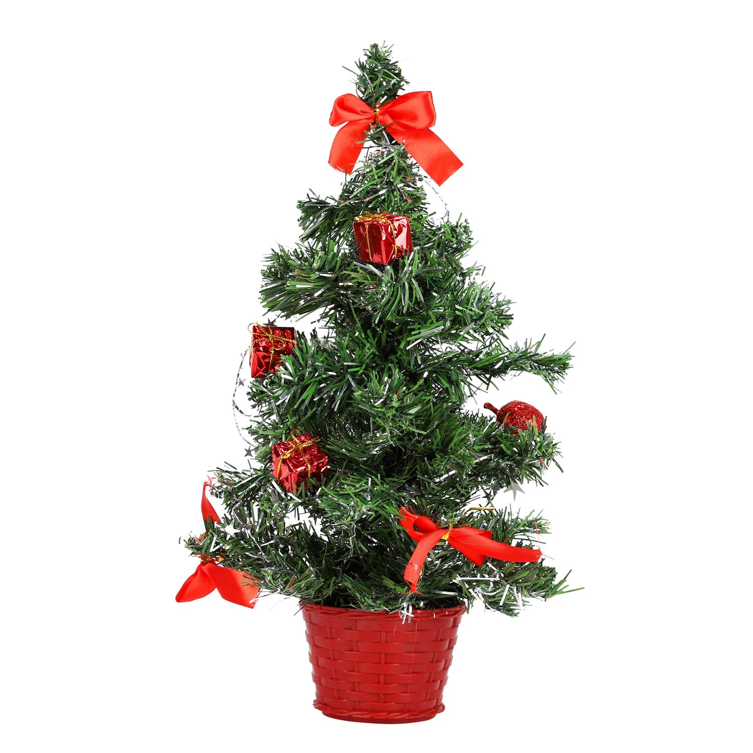 Balight Tabletop Christmas Tree, Mini Artificial Christmas Tree with Red Accessories for Xmas Indoor Outdoor Home Ornaments Decor