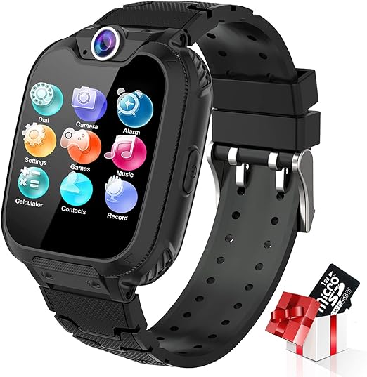 Amazon Co Jp キッズゲーム スマートウォッチ 電話 1gb マイクロsdカード タッチスクリーンゲーム スマートウォッチ コールsosカメラ付き 7ゲーム 目覚まし時計 音楽プレーヤー レコード 子供用 男の子 女の子 誕生日ギフト 3 10 ブラック 家電 カメラ