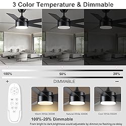 52 inch Black Ceiling Fans with Lights and Remote