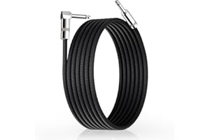 GOGHOST Guitar Cable 10 ft, Electric Bass Amp Cord Braided, 1/4 Quarter Inch Straight to Right Angle Instrument Cables Pro Au