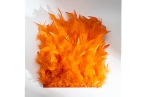 AMUSEDIY Orange Turkey Feather Trim Fringe for DIY Dress Skirt Crafts，Feathers Trim by The Yard Width 4-6 inches Costumes Decoration per Pack of 2 Yards