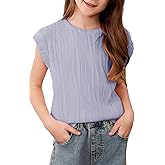 blibean Tween Girls Summer Short Sleeve Textured Tops Shirts Size 6-15 Years