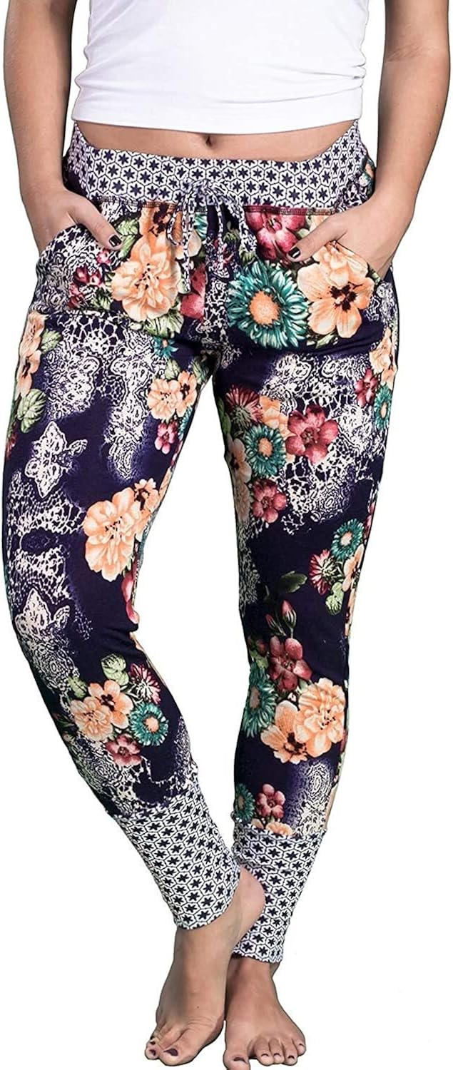 Targogo Women's Lightweight Summer Pants Flower Casual Pants Festival Summer Fashion Pants