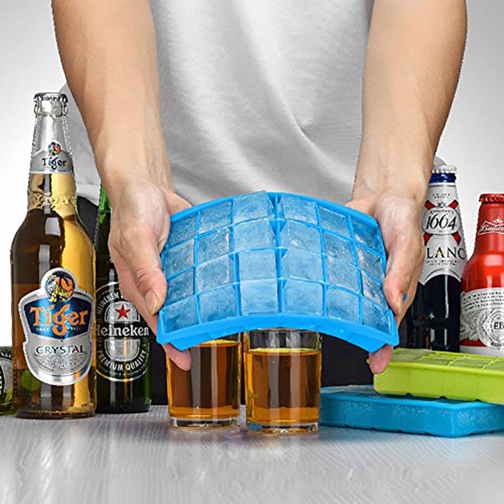 Ice Cube Trays,Guardians 24 Cube Food Grade Silicone Ice Tray Molds Easy Release Ice Jelly Pudding Maker Mold (Sky Blue-2 Pack)