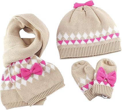 baby girl hat scarf and glove set
