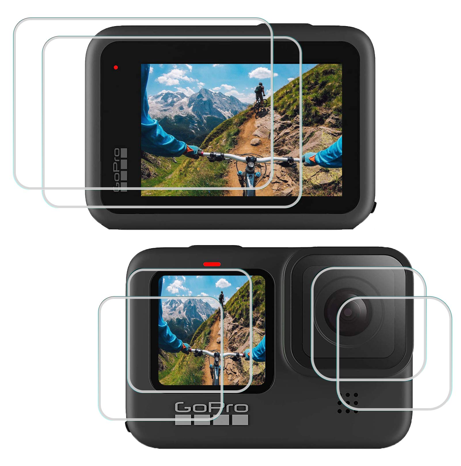 HUIPUXIANG Screen Protector for GoPro Hero 12 11 10 9, Tempered Glass Screen Protector + Tempered Glass Lens Protector + HD Front Display Lens Protector 0.3mm High Definition 9H Hardness [2 Sets]