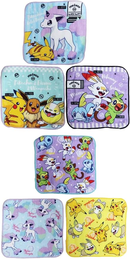 Amazon Co Jp ポケモン ハンカチタオル 6枚セット ミニタオル 6pセット ポケットモンスター ピカチュウ ポニータ ワンパチ Pz Bryshb01 6枚set 服 ファッション小物