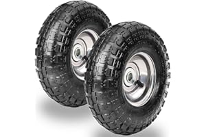 ROOZMAUSY 10" Heavy Duty 4.10/3.50-4 Tire and Wheel Dolly Wheels and Hand Truck Wheels Replacement 10 Inch Pneumatic Tire Wheels for Gorilla Cart, Generator, Lawn Mower, Garden Wagon(2 Pack)