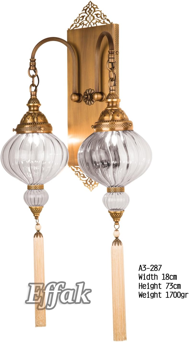 Handblown Glass on Brass Lamp 29", Wall Sconce, Turkish Lamp, Interior Design, Dining Room Lighting, Decorative Lights, Moroccan, Marrakesh, Lantern