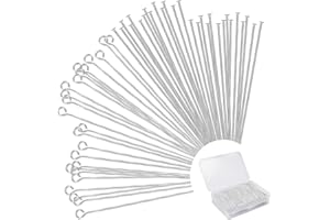 BOYIVI 800 Pcs Jewelry Making Pins Including Eye Pin and Flat Head Pin, 2 Inch 1.6 Inch Metal Straight Pins for DIY Craft Earring Bracelet Necklace Pendant Making(Silver)