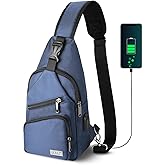 AMJ Crossbody Sling Bag Men Women, Casual Shoulder Backpack, Chest Daypack Satchel for Hiking Travel