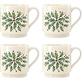 Lenox 853763 Holiday 4-Piece Stackable Mug Set, Christmas Dinnerware, Hosting