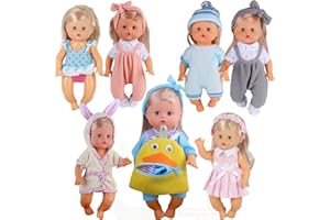 YOUNG BUDS 8 Sets for 9-10 Inch Baby Doll Clothes Dress Newborn Baby Doll Accessories Gown Costumes Outfits with Schoolbag Xmas Gift-wrap