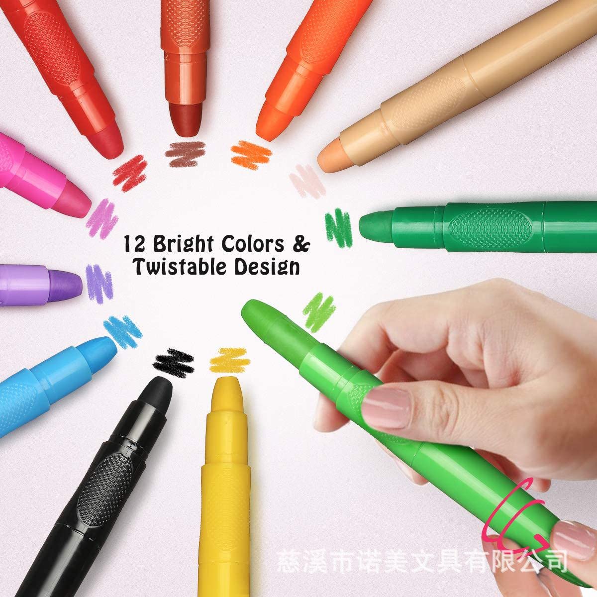 Easy Face Paint Crayons - Non-Toxic Face Painting Kit - 12 Colors Including Silver and Gold - Washable Face Paint for Kids - Twistable Face and Body Paint Markers - Water Based Face Paint Pens