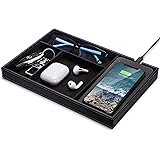 Valet Tray, Built in Wireless Charging Pad, Nightstand Organizer, Dresser Organizer, Mens Jewelry Box, Valet Charging Station