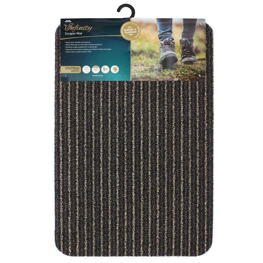 JVL Infinity Entrance Door Mat, Brown, 50cm x 75cm,01-442BR