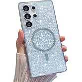 Zutoben for Samsung Galaxy S25 Ultra Case Glitter, Strong Magnetic Support Wireless Charging, Shockproof Cute Sparkle S25 Ultra Phone Case Bling for Girls (Twinkle Stardust, for Galaxy S25 Ultra)