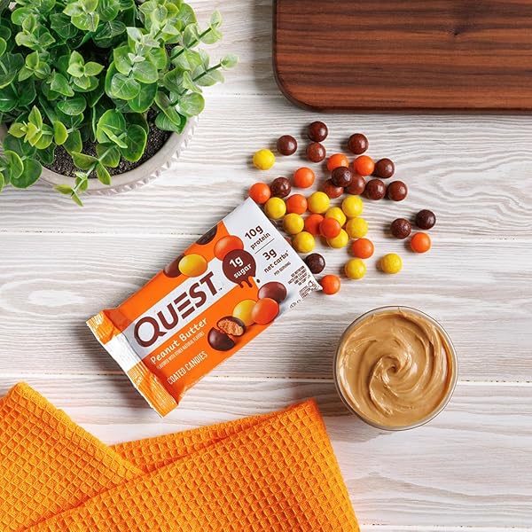 QUEST NUTRITION COATED CANDIES, PEANUT BUTTER, 1G SUGAR, 10G PROTEIN, 4G NET CARBS, GLUTEN FREE, KETO FRIENDLY, 4 COUNT