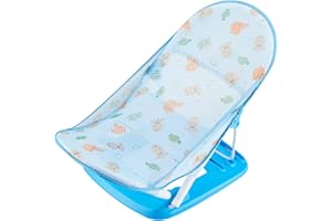 DAOLUAN Foldable Baby Bather Baby Bath Support for Use in The Sink or Bathtub Baby Bather with 3 Adjustable Reclining Positions for Newborn Infant Babies 0-12 Months (Light Blue-01)