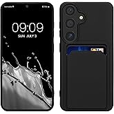 kwmobile Case Compatible with Samsung Galaxy S24 Case - TPU Phone Cover with Credit Card Holder - Black