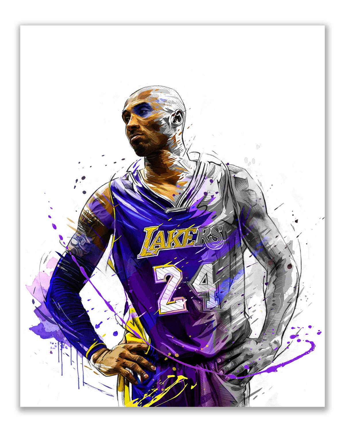 Set of 4 Poster Photos Summit Designs Kobe Bryant Watercolor Fan Art