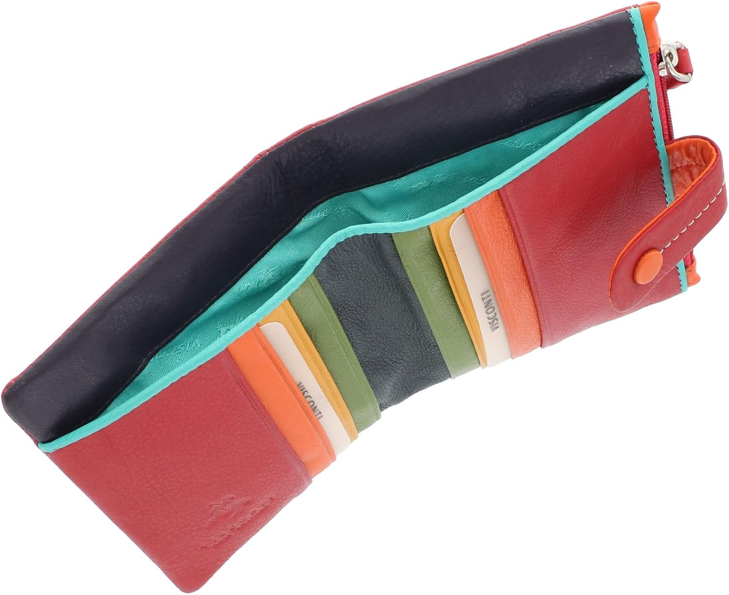 VISCONTI Mimi Collection Mojito Compact Multicoloured Leather Purse M77 Red Multi - Image 5