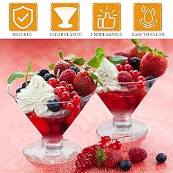 Yinkin 100 Pcs 5 oz Plastic Martini Glasses
